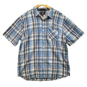 Vintage Gramicci Mens Short-Sleeve Button-Up Shirt Size XL Blue Plaid Casual